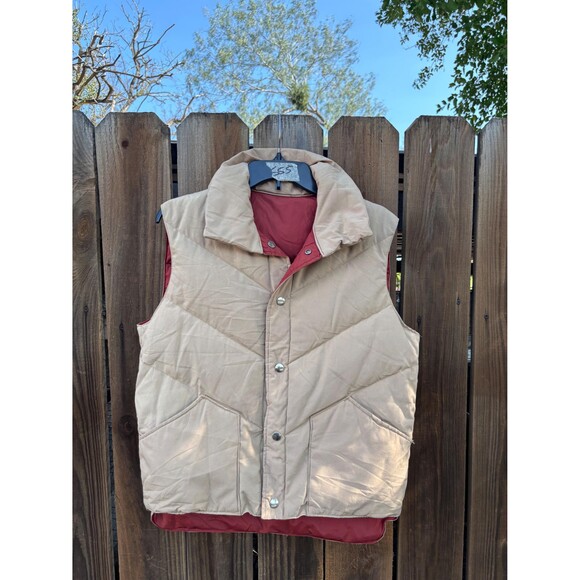 Vintage 60s-70s Reversible Tan and red puffer vest with a retro vibe Size S - Picture 2 of 7